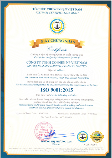Chứng chỉ ISO 9001-2015