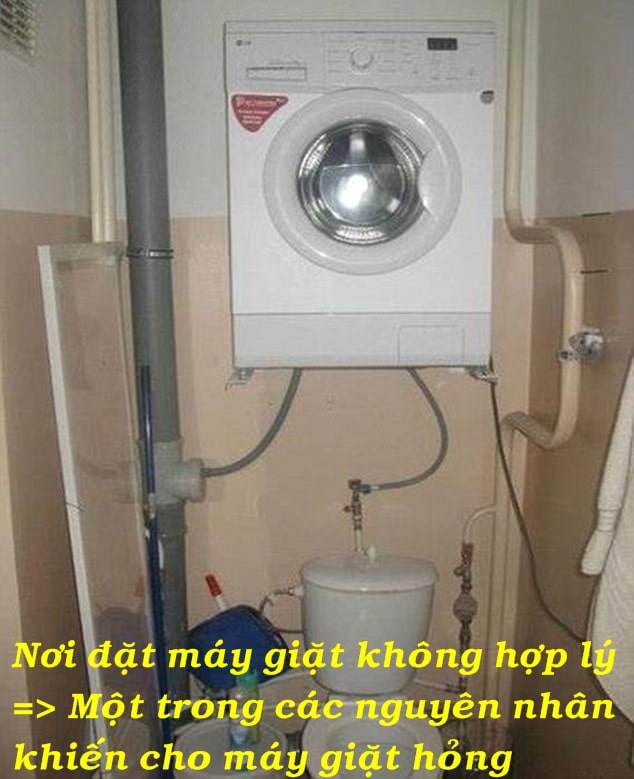 Lắp đặt máy giặt Lg tại các vị trí không hợp lý gây hư hỏng
