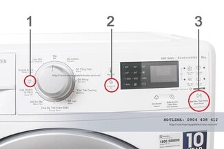 Máy giặt nháy đèn và các vị trí hiển thị